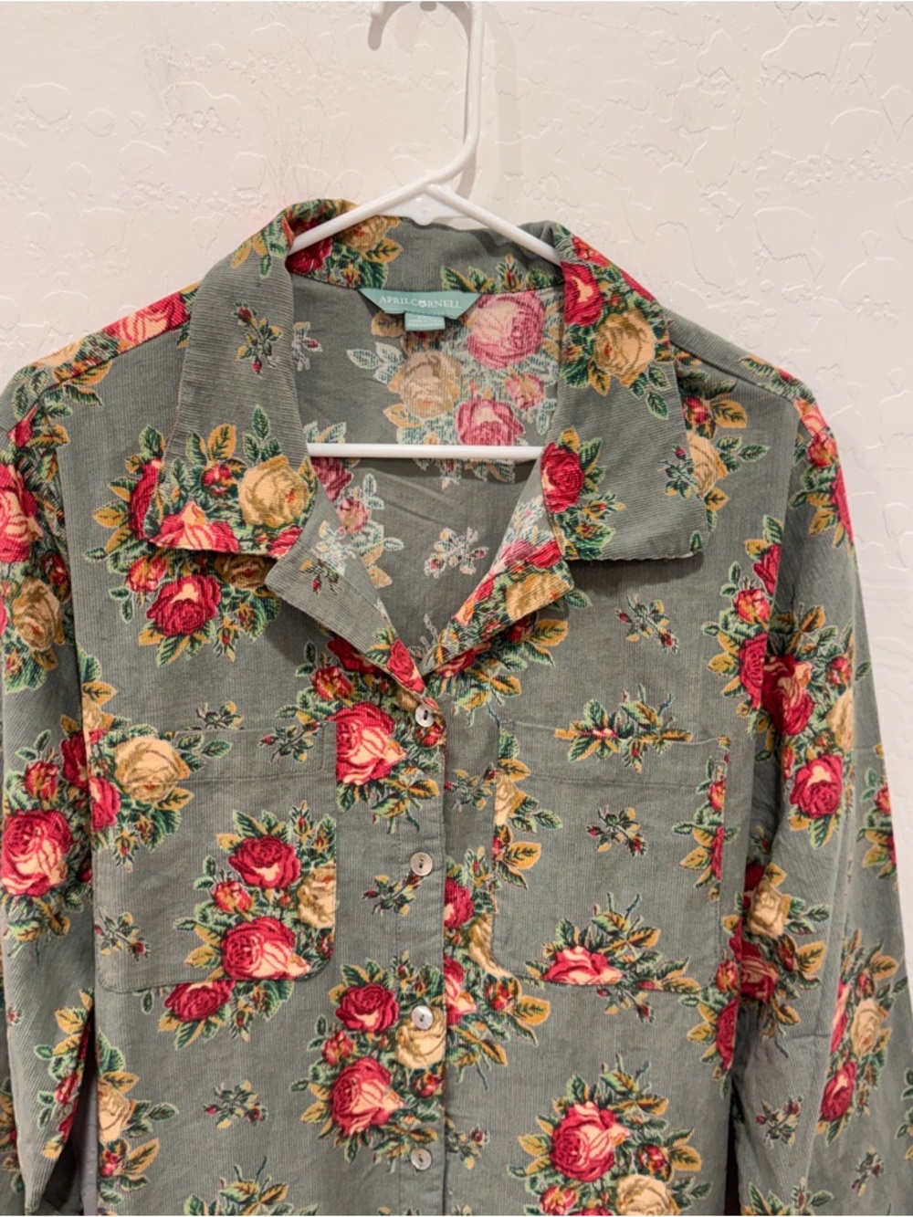 April Cornell Genevieve Corduroy Shirt Dress Women’s XXL Floral Cotton Midi - Picture 3 of 11